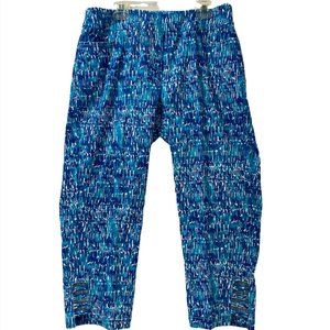Slim-Sation By Multiples Crop Capris Pant Stretch Tummy Control Woman's 8 Blue